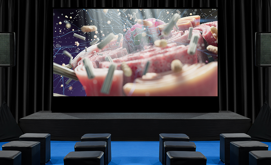 White screen display on stage at business presentation exhibition